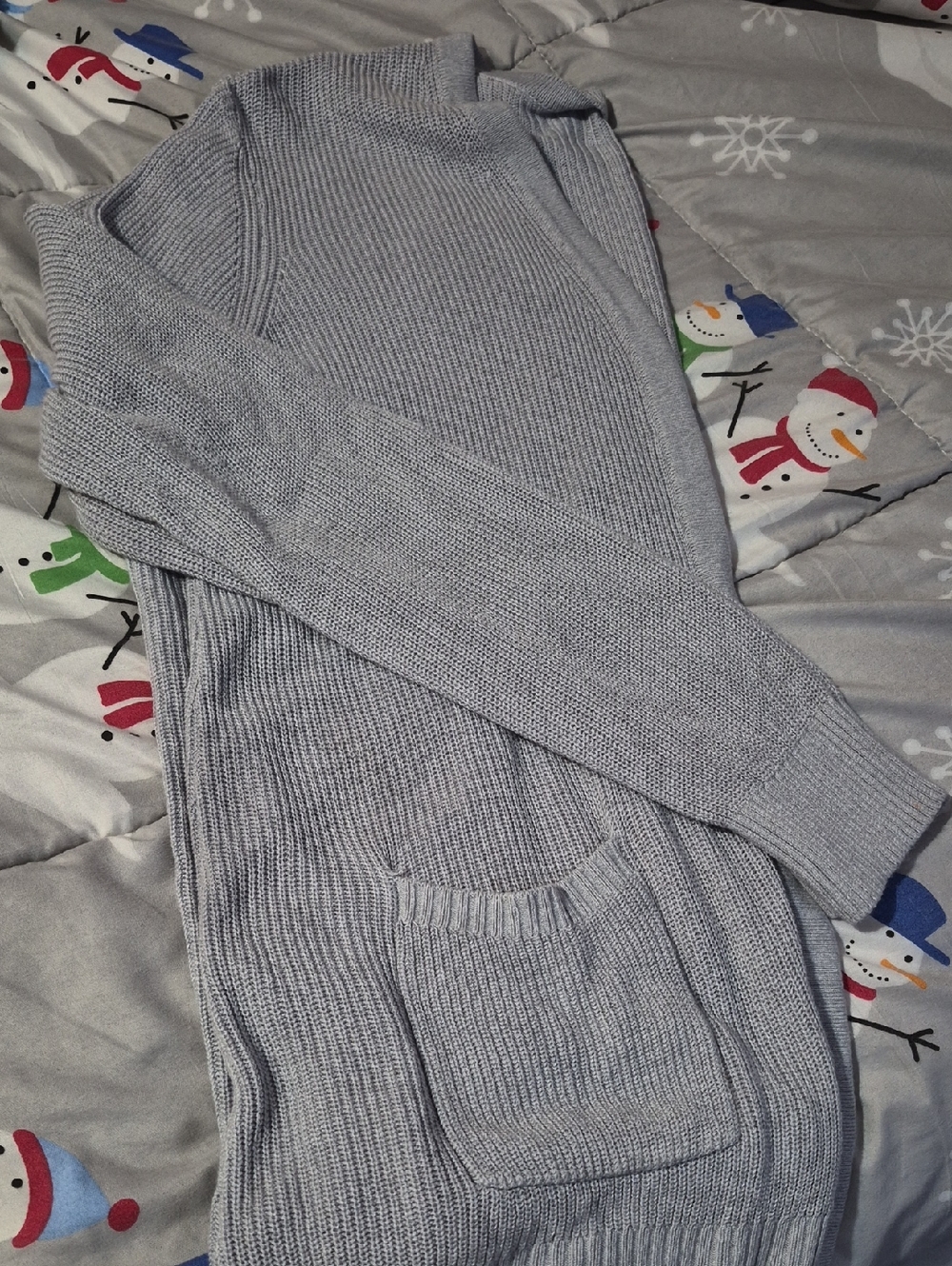 Nine West Light Gray Ribbed Knit Cardigan Sweater